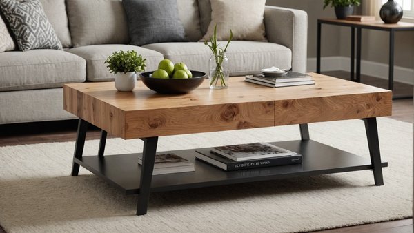 Table basse en bois naturel clair : élégance épurée pour votre salon